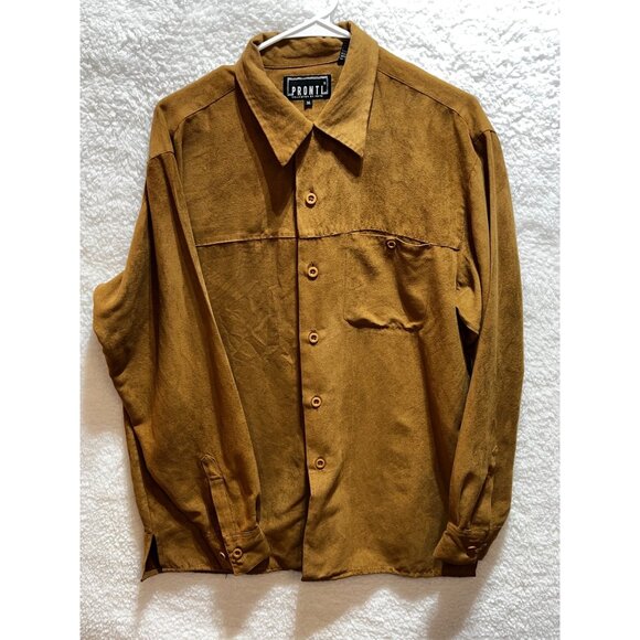 Pronti by Phita Other - Pronti By Phita Men’s 100% Micro Suede Button-Up Shirt Medium Brown Long Sleeve